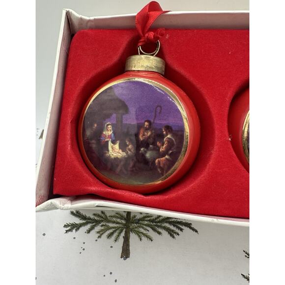 Vintage Nativity 3 Three Ornament Set Boxed Christmas - Picture 2 of 4
